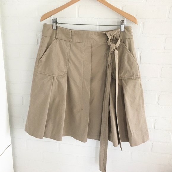 Escada Sport Rudy Skirt Medium Beige Khaki Cotton Pleated Cargo Safari Pockets M - Picture 5 of 14